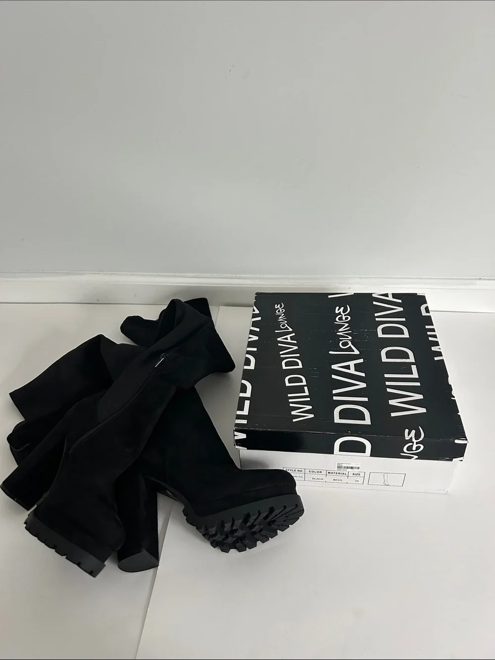 Wild Diva Lounge Vivian-03 Black Over Knee Platform Boots Women’s 10 Goth Y2K